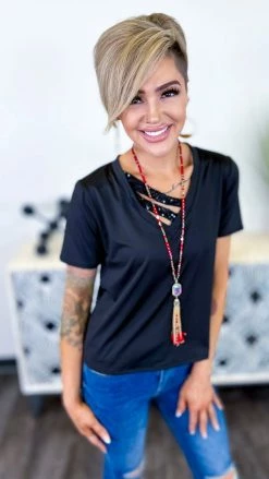 The ZigZag Stripe TOPS & TUNICS Black Sequin Sensation Top