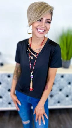 The ZigZag Stripe TOPS & TUNICS Black Sequin Sensation Top