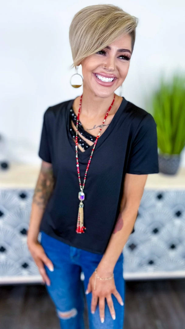 The ZigZag Stripe TOPS & TUNICS Black Sequin Sensation Top