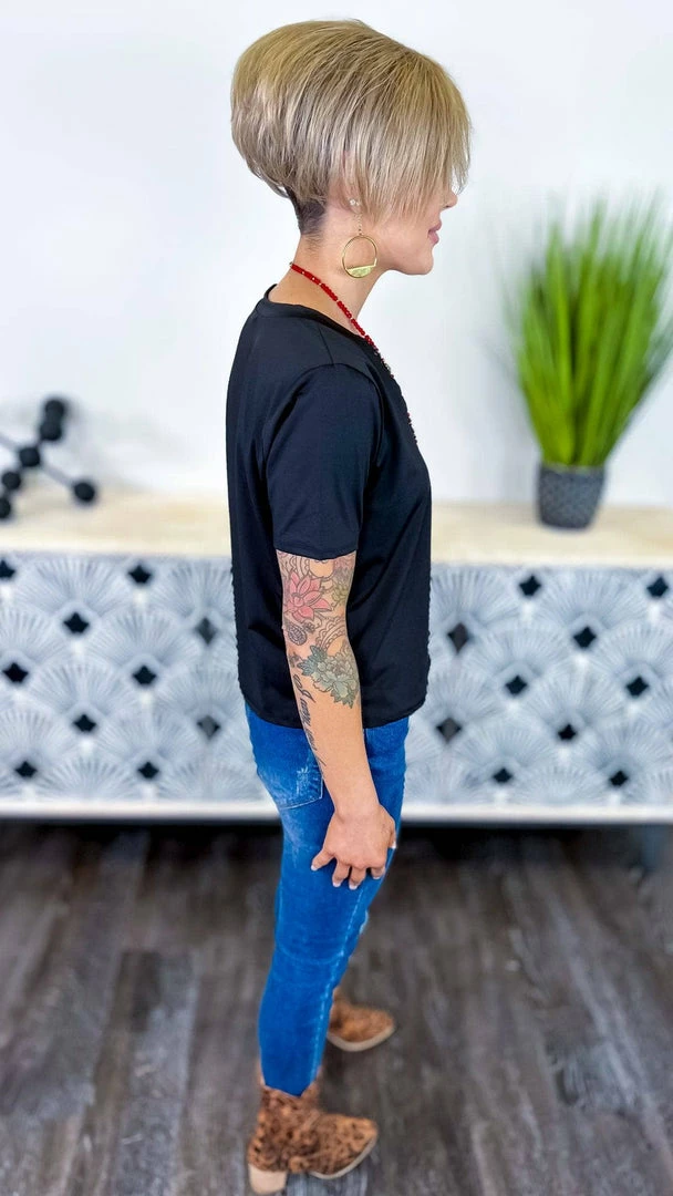 The ZigZag Stripe TOPS & TUNICS Black Sequin Sensation Top