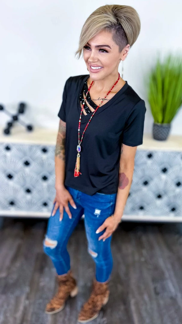 The ZigZag Stripe TOPS & TUNICS Black Sequin Sensation Top