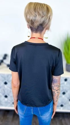 The ZigZag Stripe TOPS & TUNICS Black Sequin Sensation Top