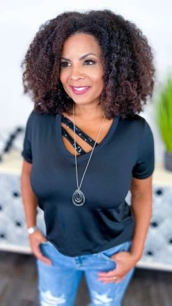 The ZigZag Stripe TOPS & TUNICS Black Sequin Sensation Top