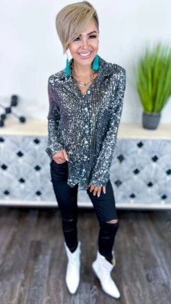 The ZigZag Stripe Black Silver Expect The Best Top TOPS & TUNICS