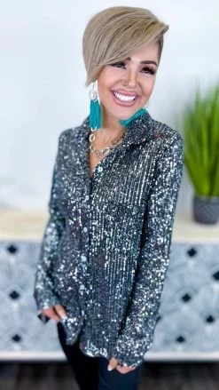 The ZigZag Stripe Black Silver Expect The Best Top TOPS & TUNICS