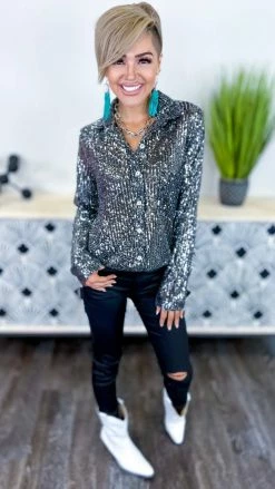 The ZigZag Stripe Black Silver Expect The Best Top TOPS & TUNICS