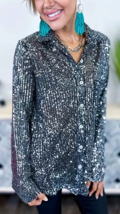 The ZigZag Stripe Black Silver Expect The Best Top TOPS & TUNICS