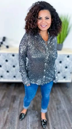 The ZigZag Stripe Black Silver Expect The Best Top TOPS & TUNICS