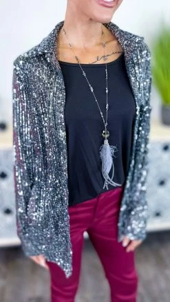 The ZigZag Stripe Black Silver Expect The Best Top TOPS & TUNICS