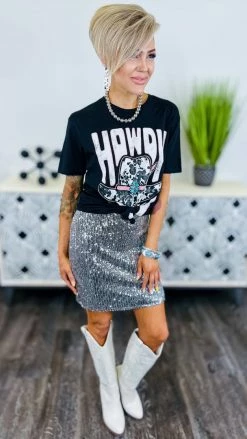 The ZigZag Stripe Black Silver Your Birthday Skirt BOTTOMS