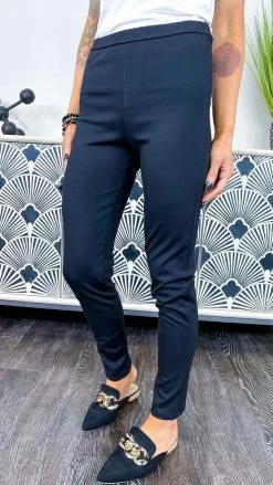 The ZigZag Stripe BOTTOMS Black Skinny Ponte Pants