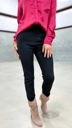 The ZigZag Stripe BOTTOMS Black Skinny Ponte Pants