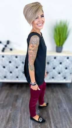 The ZigZag Stripe Black Something Extra Reversible Tank TOPS & TUNICS