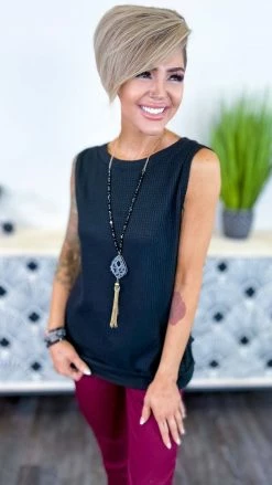 The ZigZag Stripe Black Something Extra Reversible Tank TOPS & TUNICS