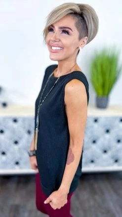 The ZigZag Stripe Black Something Extra Reversible Tank TOPS & TUNICS