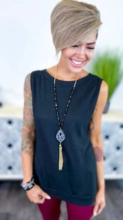 The ZigZag Stripe Black Something Extra Reversible Tank TOPS & TUNICS