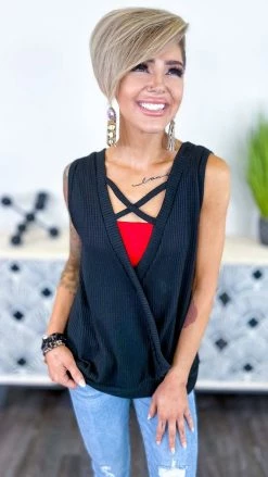 The ZigZag Stripe Black Something Extra Reversible Tank TOPS & TUNICS