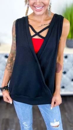 The ZigZag Stripe Black Something Extra Reversible Tank TOPS & TUNICS