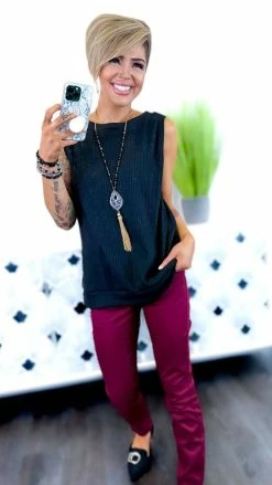 The ZigZag Stripe Black Something Extra Reversible Tank TOPS & TUNICS