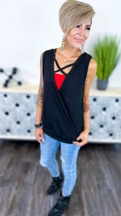 The ZigZag Stripe Black Something Extra Reversible Tank TOPS & TUNICS