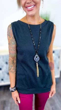 The ZigZag Stripe Black Something Extra Reversible Tank TOPS & TUNICS