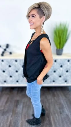 The ZigZag Stripe Black Something Extra Reversible Tank TOPS & TUNICS