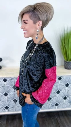 The ZigZag Stripe Black Sparklers & Spritzers Top TOPS & TUNICS