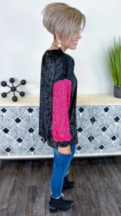 The ZigZag Stripe Black Sparklers & Spritzers Top TOPS & TUNICS