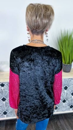 The ZigZag Stripe Black Sparklers & Spritzers Top TOPS & TUNICS