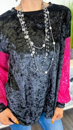 The ZigZag Stripe Black Sparklers & Spritzers Top TOPS & TUNICS