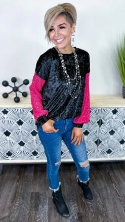 The ZigZag Stripe Black Sparklers & Spritzers Top TOPS & TUNICS