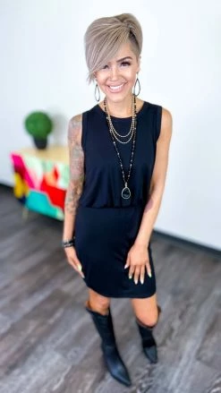 The ZigZag Stripe Black Start Again Dress DRESSES