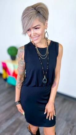 The ZigZag Stripe Black Start Again Dress DRESSES