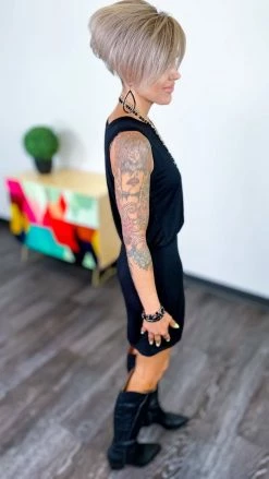 The ZigZag Stripe Black Start Again Dress DRESSES