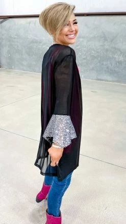 Origami Black Step Above Simple Cardigan