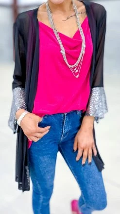 Origami Black Step Above Simple Cardigan