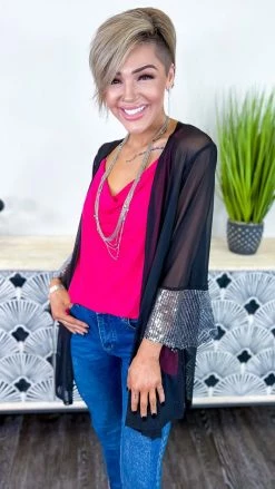 Origami Black Step Above Simple Cardigan