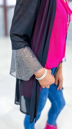 Origami Black Step Above Simple Cardigan