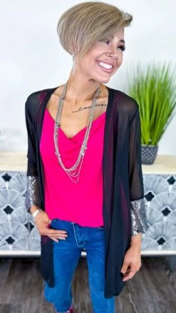 Origami Black Step Above Simple Cardigan