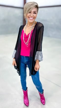 Origami Black Step Above Simple Cardigan