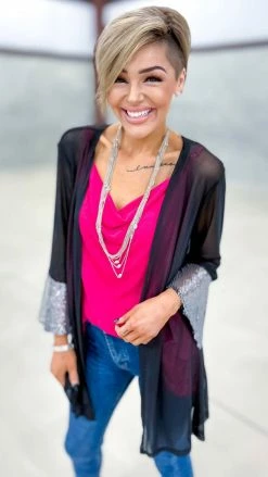 Origami Black Step Above Simple Cardigan