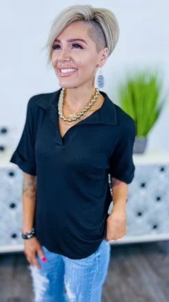 The ZigZag Stripe TOPS & TUNICS Black Sunshine Girl Top