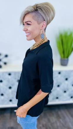 The ZigZag Stripe TOPS & TUNICS Black Sunshine Girl Top