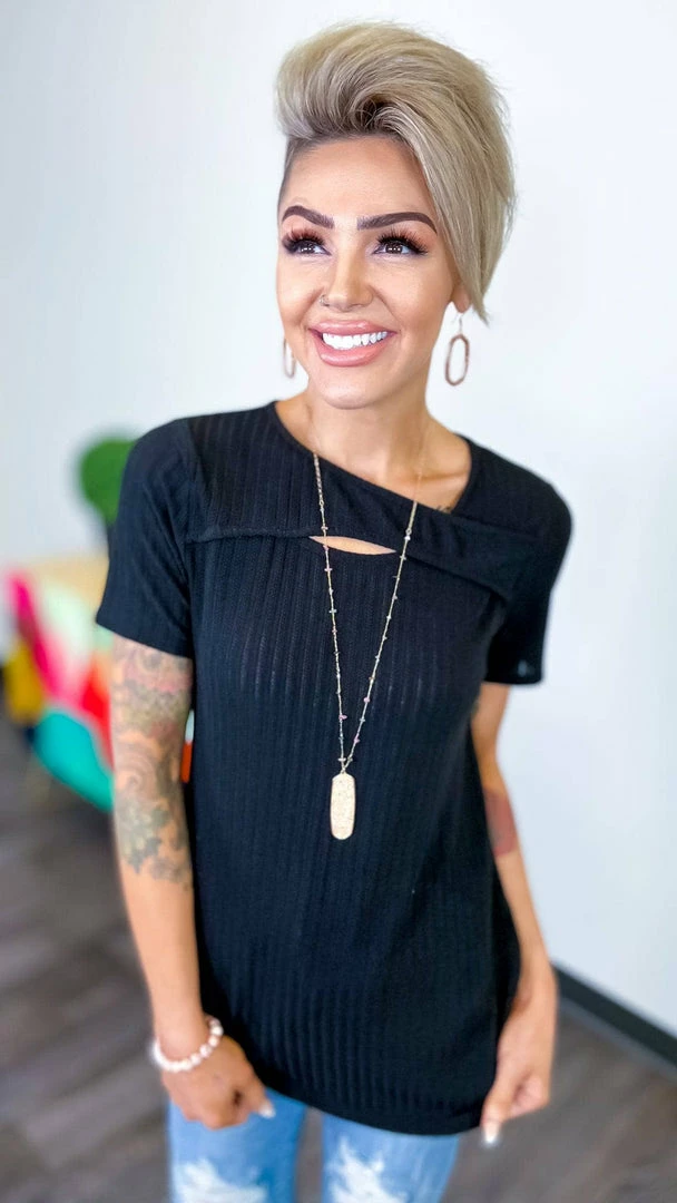 The ZigZag Stripe Black Sweet Glance Top TOPS & TUNICS