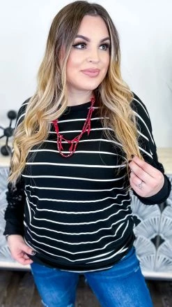 The ZigZag Stripe Black Sweet Shivers Top TOPS & TUNICS