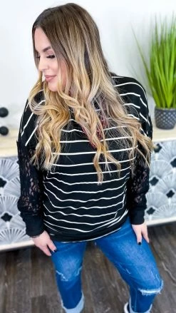 The ZigZag Stripe Black Sweet Shivers Top TOPS & TUNICS