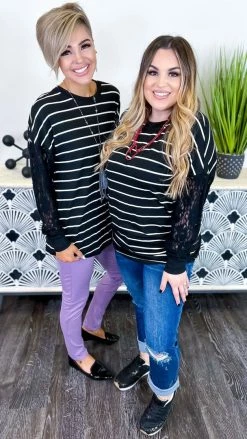The ZigZag Stripe Black Sweet Shivers Top TOPS & TUNICS