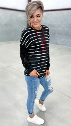 The ZigZag Stripe Black Sweet Shivers Top TOPS & TUNICS