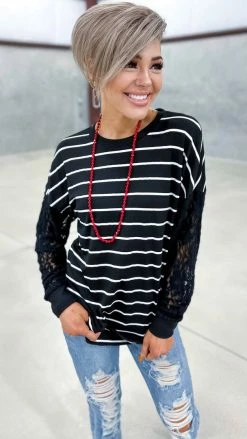 The ZigZag Stripe Black Sweet Shivers Top TOPS & TUNICS