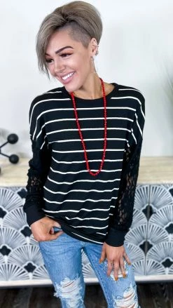 The ZigZag Stripe Black Sweet Shivers Top TOPS & TUNICS